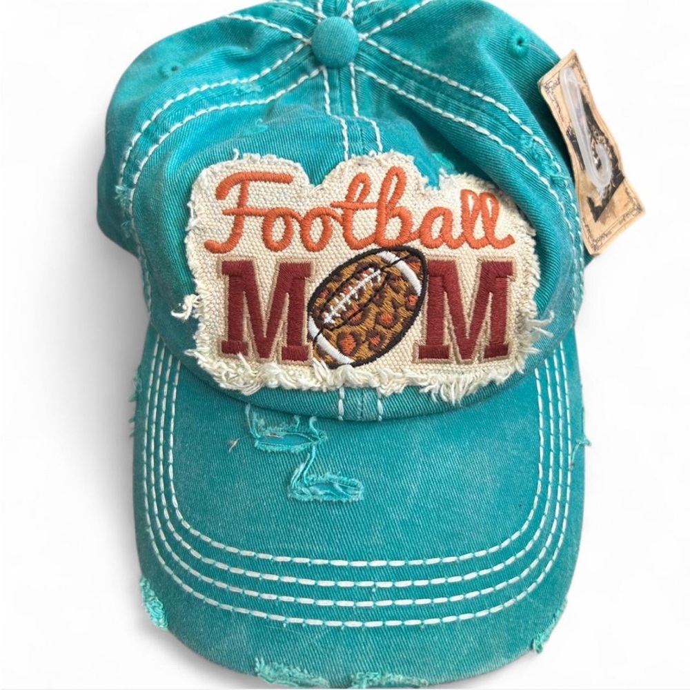 Vintage Teal Football Mom Cap